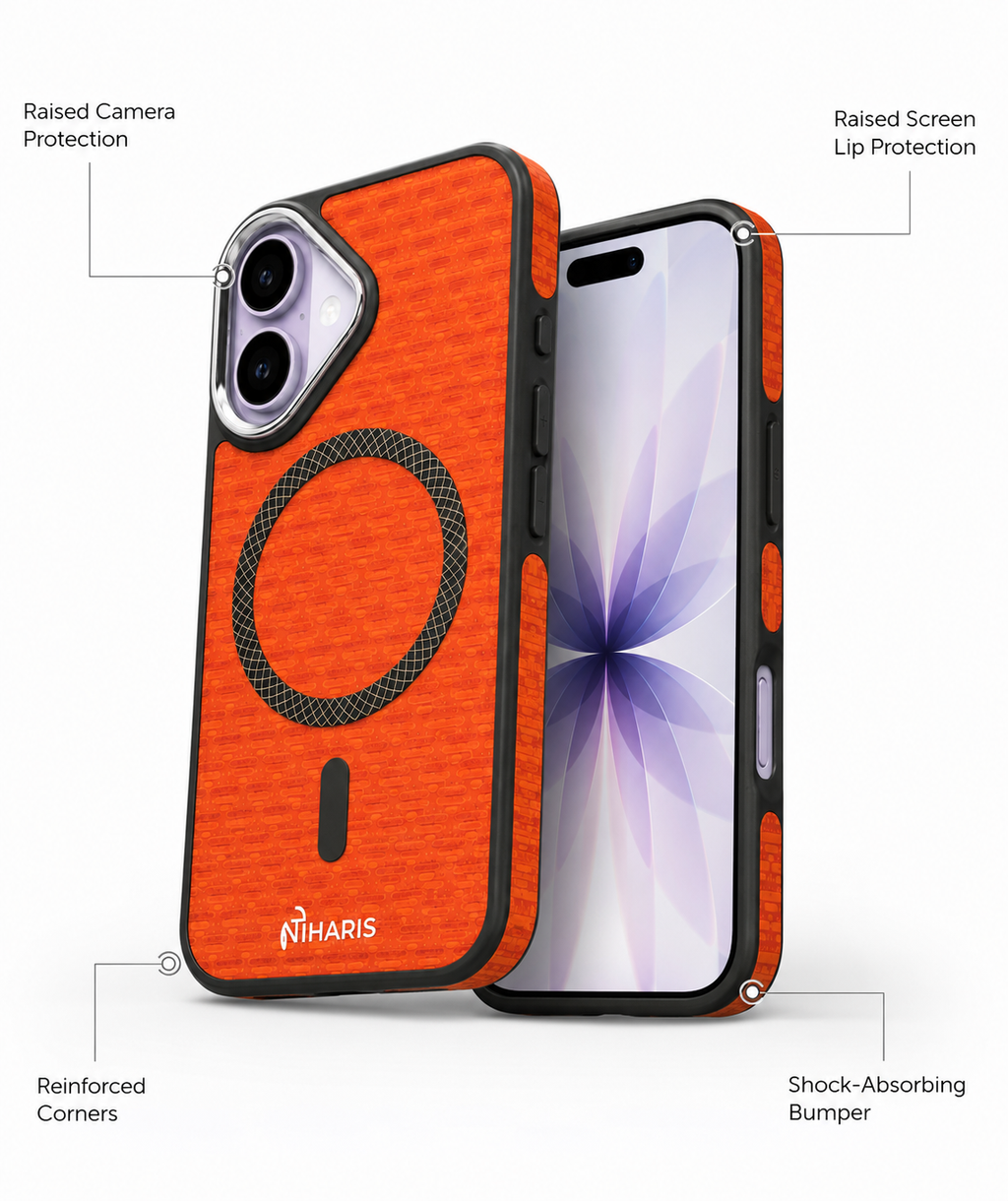 iPhone 17 Magnetic Shockproof City Scenery - Orange